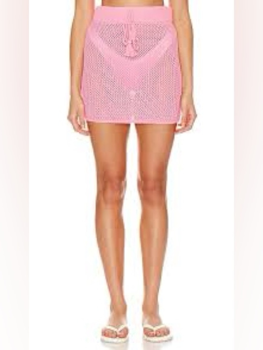 L*Space Guava Pink Coast is Clear Crochet Swim Skirt Coverup NWT Size Small